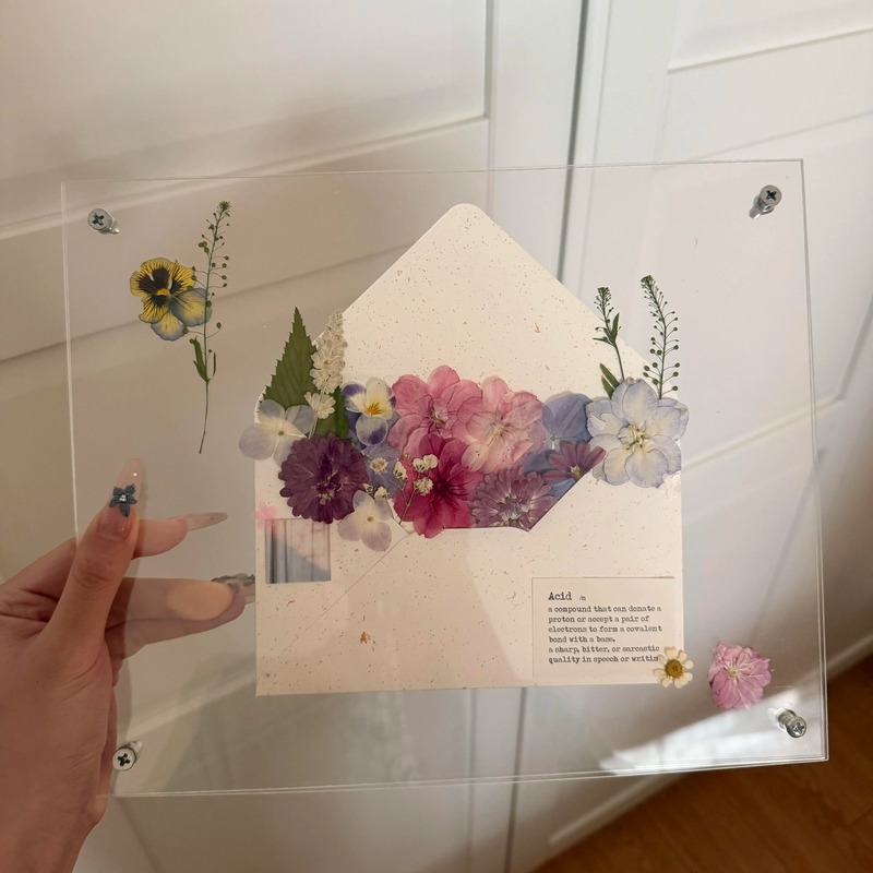 Letter from Spring | Acrylic Photo Frame Display Stand Polaroid Photo Frame Handmade Dried Flowers DIY Transparent Board Valentine's Day Gift