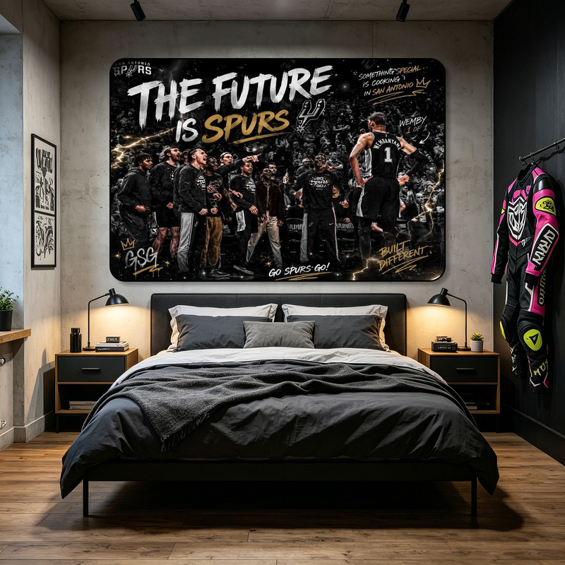 Basketball Decorative Painting of the San Antonio Spurs, Champion No. 1 Jersey, Dunk, Gaming Room, Bedroom, Boys' Atmosphere Wall Art Basketball Decorative Painting of the San Antonio Spurs, Champion No. 1 Jersey, Dunk, Gaming Room, Bedroom, Boys' Atmosphere Wall Art