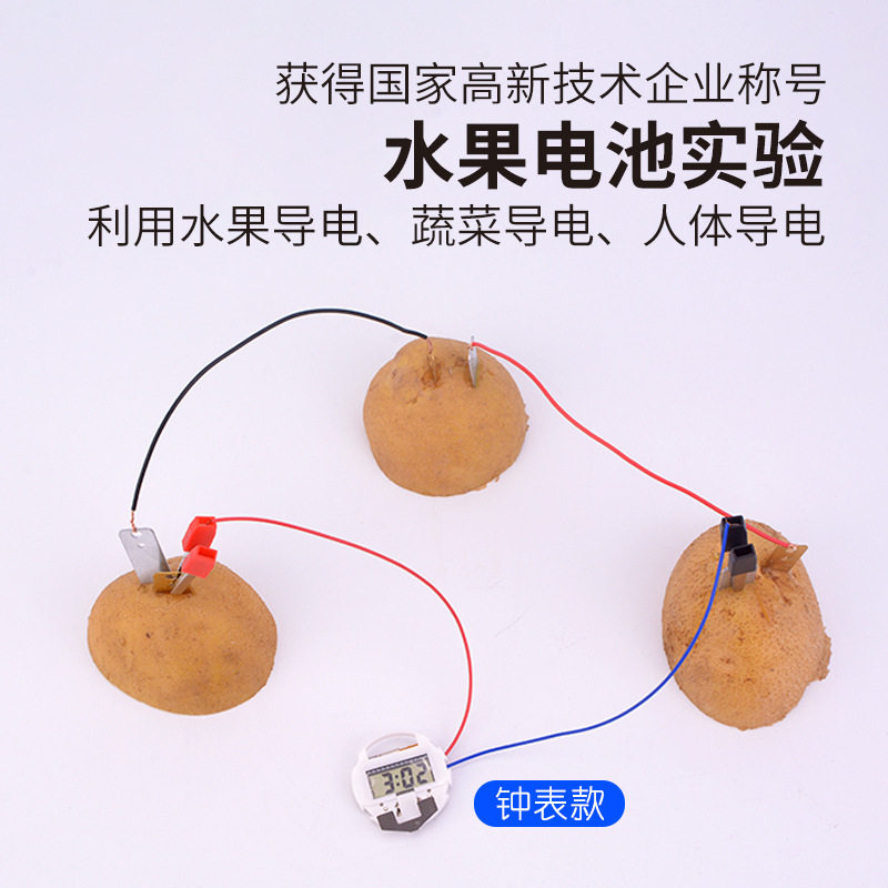 工厂直销科学实验儿童diy土豆水果时钟电学实验器材科学小制作