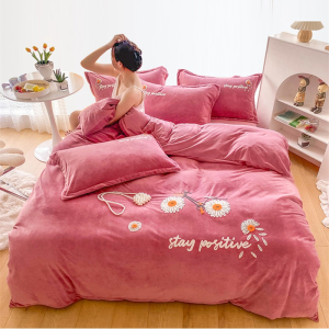 牛奶绒冬季加厚加绒宝宝绒毛巾绣四件套