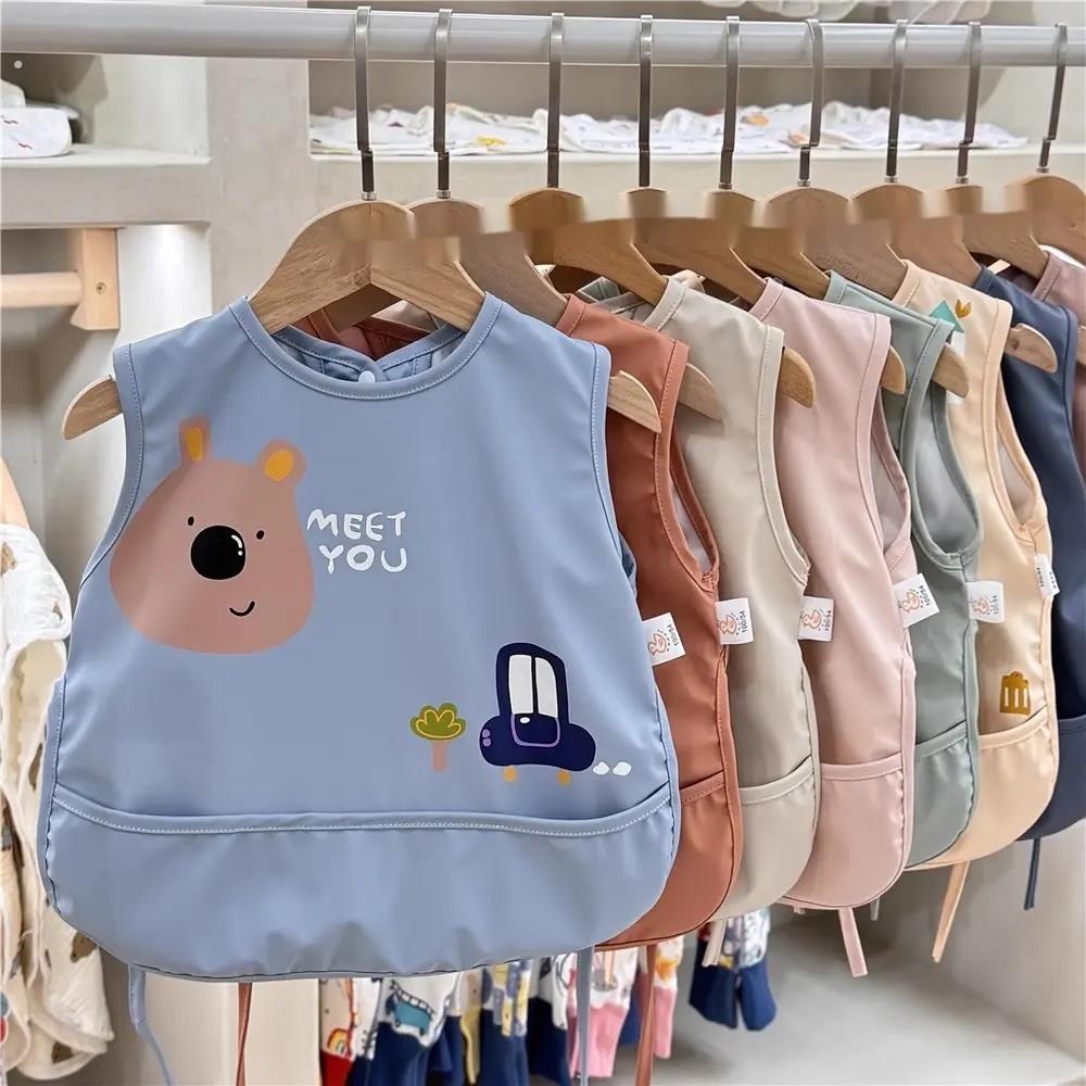 New waterproof bib sleeveless children's bib kindergarten oil-proof eating bib Maillard baby bib eating