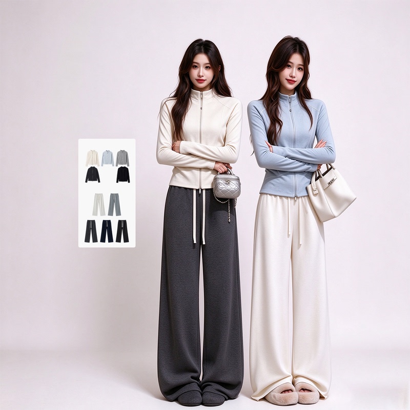 Pailuo Patchwork Jacket/Drawstring Glutinous Rice Casual Pants