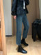Blue Cropped Slim Straight-Leg Jeans for Women, Spring 2026 New Style, Plus Size, High-Waisted, Slimming Cigarette Pants