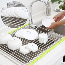 Folding asphalt shelf kitchen pool dishwasher dishes dishes dish architecture silicone stainless steel receives sink pad