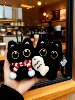 Cute and Adorable Plush Toy of a Big-Eyed Black Cat Holding a Small Fish, Couple Bag Pendant, Creative Apple-Shaped Little Black Cat Keychain