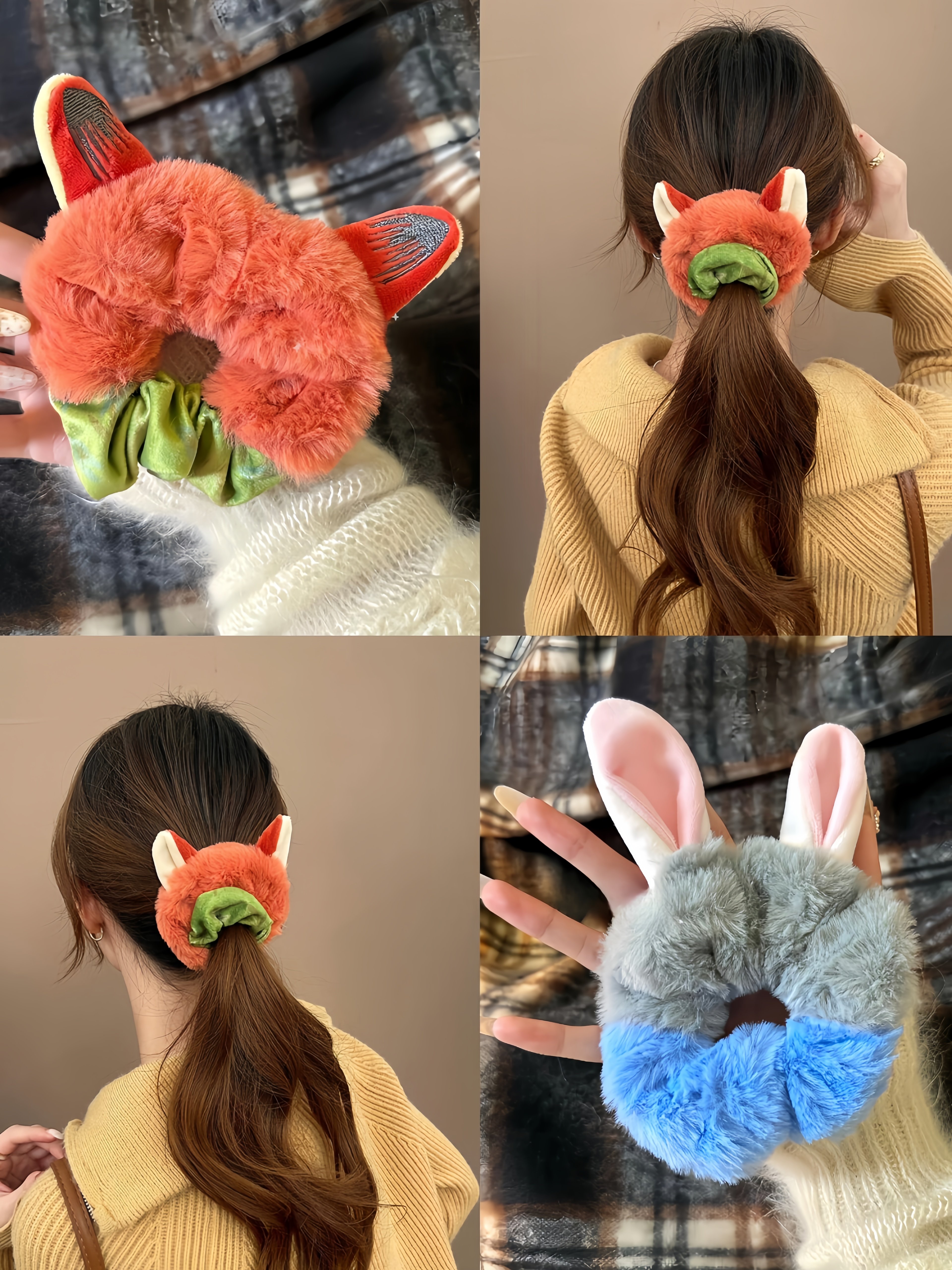 Zootopia Nick Judy Plush Hair Tie Bun Hair Rope Women's Hair Tie Rubber Band Headwear Headband Autumn and Winter