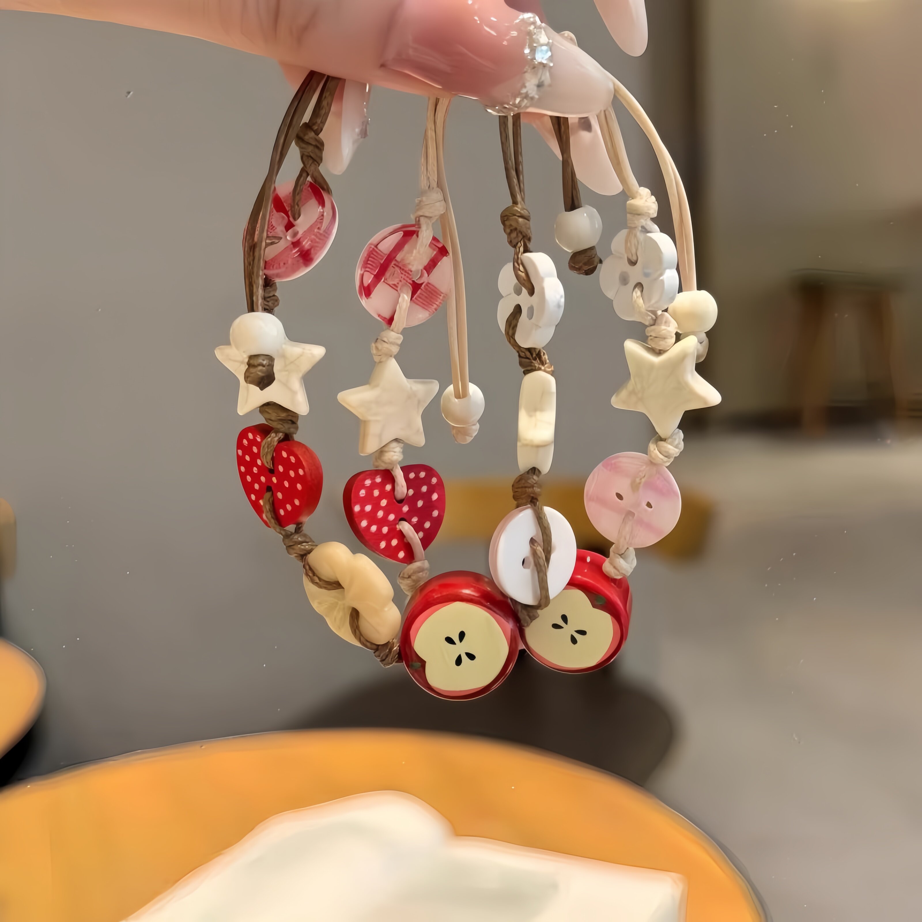 Apple Party Star Bracelet, Niche Design, Woven Style, Cute, Versatile, High-End Feel, Couple and Best Friend Bracelet Jewelry