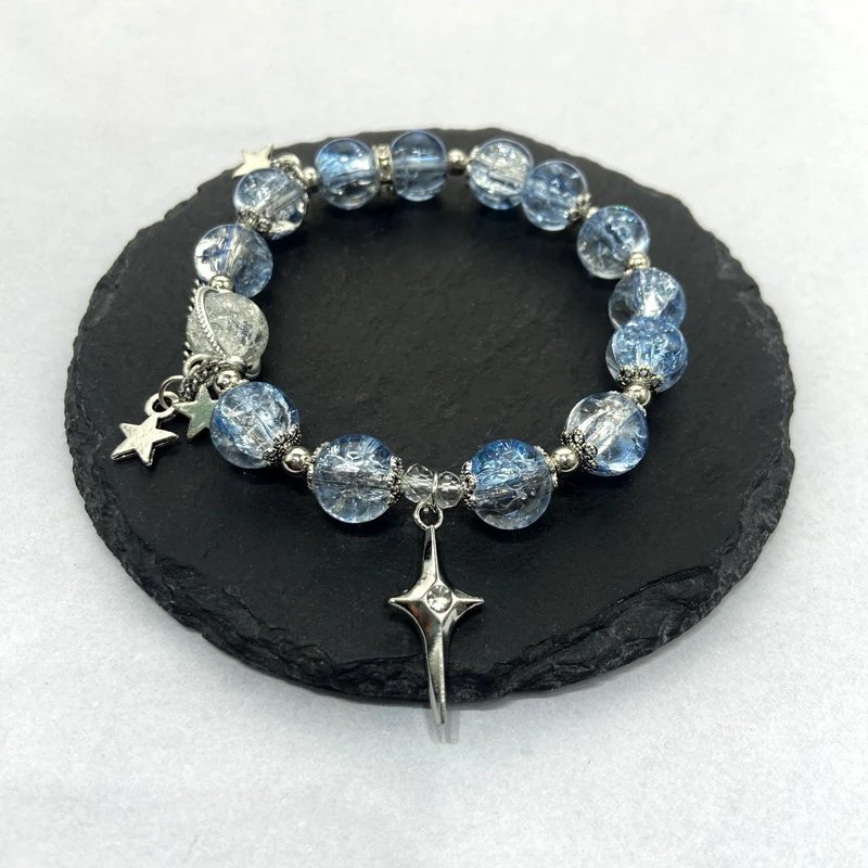 Deep Sea Gradient Glass Bracelet for Women, Light Luxury Niche Design, High-End Vintage Versatile Bracelet, Gift for Best Friend