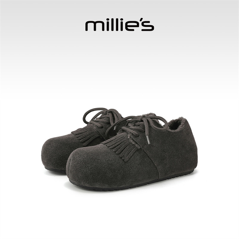 Женская плюшевая обувь Miaoli на толстой подошве; новинка 2025 года; сезон зима; теплая хлопковая обувь из бархата; модная универсальная повседневная обувь birkenstock