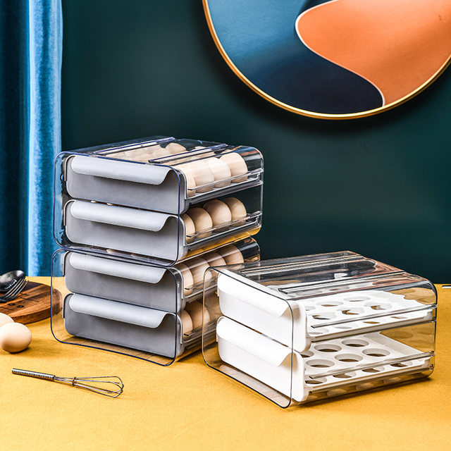 Refrigerator egg storage box fresh storage box kitchen finishing artifact installation rack egg mount special drawer egg box