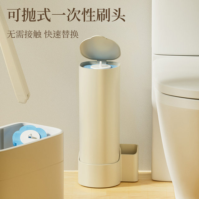 Disposable Toilet Brush for Home Use, with Replaceable Brush Heads, Wall-Mounted, with Drainage and Base, for Cleaning the Toilet