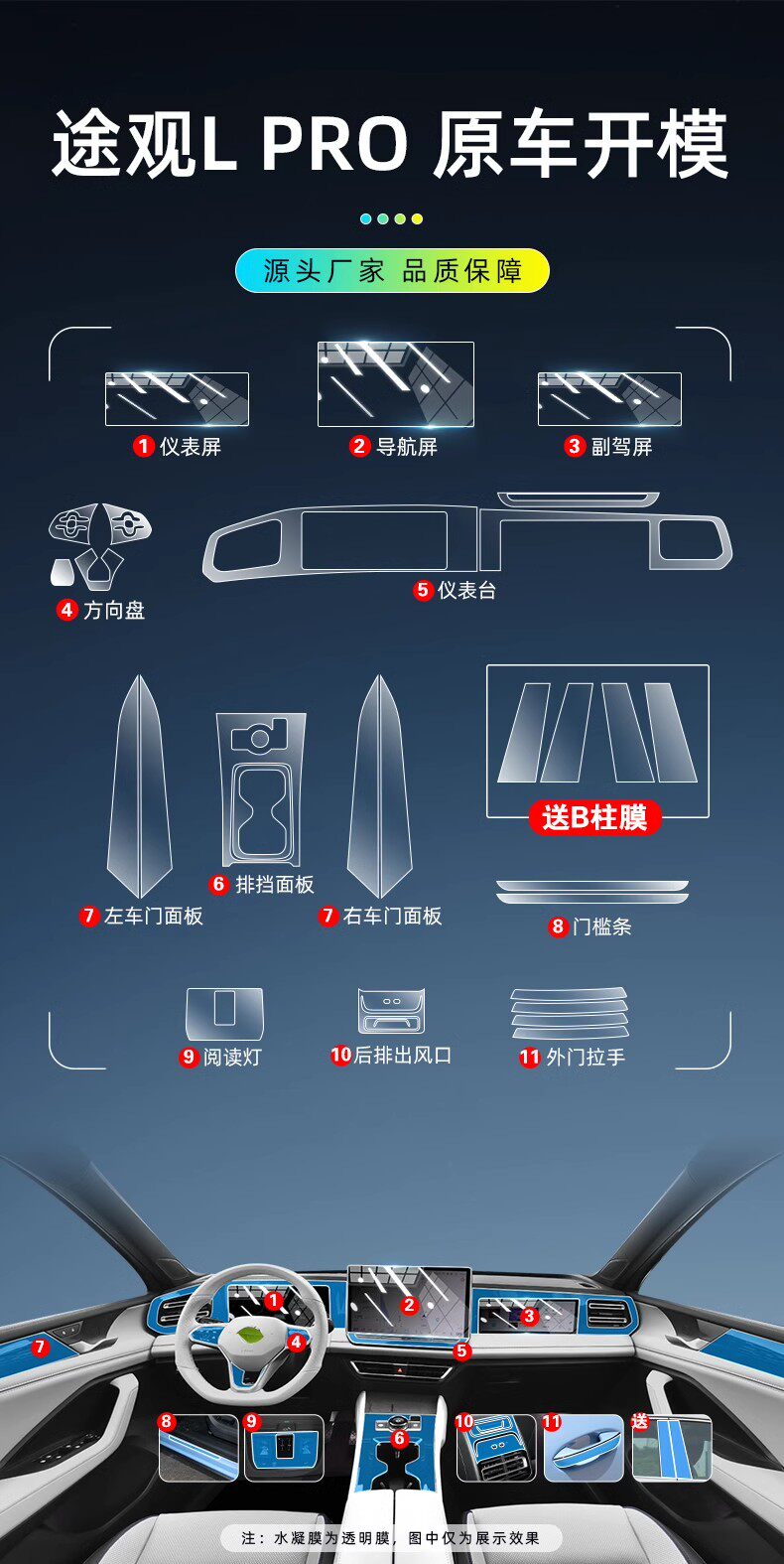 Интерьер фильм 福斯tiguanlpro内饰贴膜中控保护屏幕钢化膜汽车装饰用品大全配件24