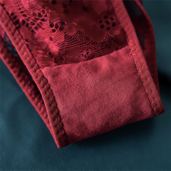 系带情侣内裤一男一女蕾丝丁字裤纯欲轻奢性感情侣款内衣套装