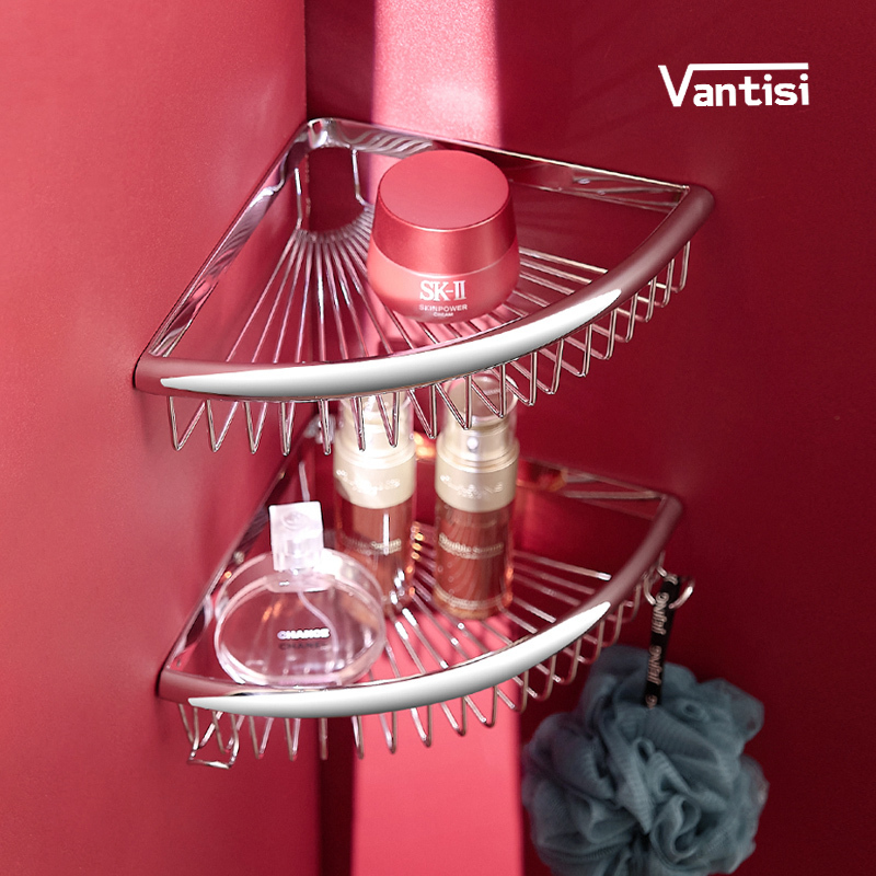 Stainless Steel Solid Thickened Triangle Basket for Bathroom, No-Drill Wall-Mounted Corner Storage Rack, Mesh Basket Stainless Steel Solid Thickened Triangle Basket for Bathroom, No-Drill Wall-Mounted Corner Storage Rack, Mesh Basket