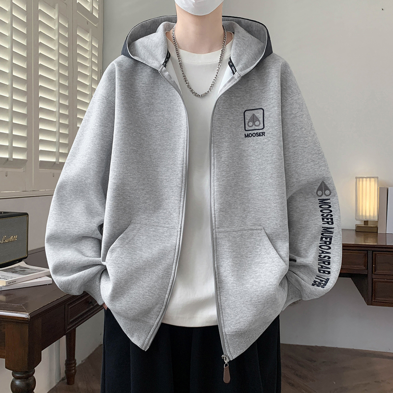 Boys' Hooded Sweatshirt, Spring and Autumn Jacket, Zip-Up Cardigan, Youth Jacket, Loose Top for Junior High and High School Students Boys' Hooded Sweatshirt, Spring and Autumn Jacket, Zip-Up Cardigan, Youth Jacket, Loose Top for Junior High and High School Students