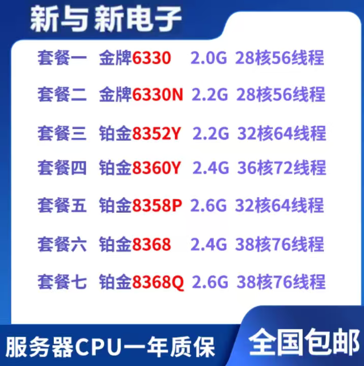 Intel 6330 6330N 8352Y 8360Y 8358P 8368 8368Q Cpu Official Version Free Shipping