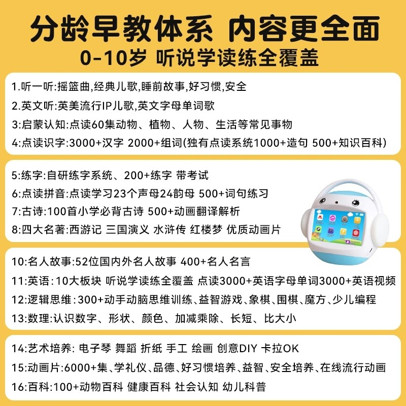 Mingxiaotang R7S Learning Machine, Kidsren's Early Education Machine, 0 to 3-Year-Old Baby Literacy Story Robot, Infant Toy