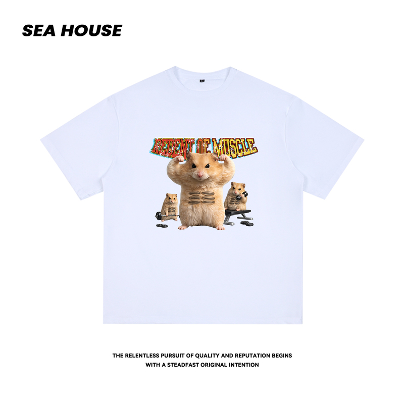 【Muscle Mouse】Sunflower Seed Abdominal Muscle Mouse Breathable Fun Fitness Weightlifting Top Quick-Drying Short-Sleeve T-Shirt