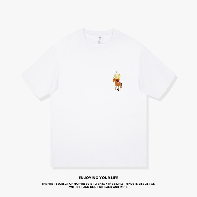 【Dumpling Man Lauren】เสื้อยืดแขนสั้นพิมพ์ลายอะนิเมะแนวล้อเลียน สไตล์อเมริกัน ผ้าฝ้ายแท้ น้ำหนักเบา สำหรับคู่รัก