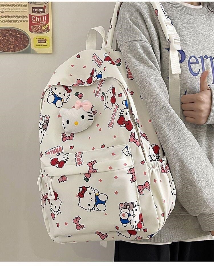 Заказной рюкзак hellokitty书包女初中生高颜值小众小学生三到六年级kt猫双肩包