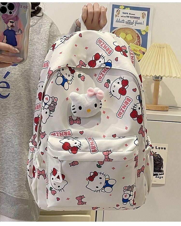 Заказной рюкзак hellokitty书包女初中生高颜值小众小学生三到六年级kt猫双肩包