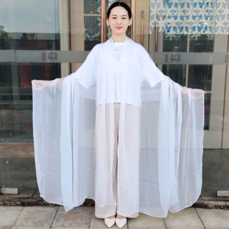 Solid Color Chiffon Beach Towel 3m Chinese Red Scarf for Women New Style Sun Protection Gauze Scarf Bright Red Silk Scarf High-End Shawl