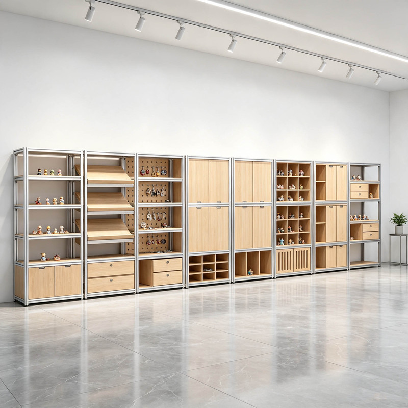 Aluminum Profile Marine Board Dopamine Combination Display Rack Cultural and Creative Store Supermarket Storage Rack Office Partition Display Rack Aluminum Profile Marine Board Dopamine Combination Display Rack Cultural and Creative Store Supermarket Storage Rack Office Partition Display Rack