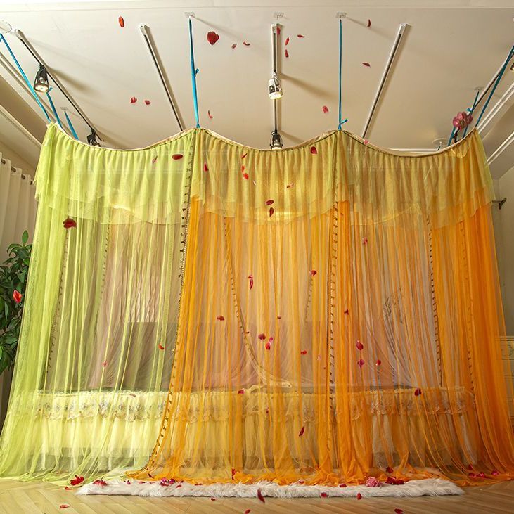 No-Drill Lace-Edged Bohemian Style Romantic Resort Hotel-Style Bedroom Art-Style Homestay Bed Canopy Mosquito Net No-Drill Lace-Edged Bohemian Style Romantic Resort Hotel-Style Bedroom Art-Style Homestay Bed Canopy Mosquito Net