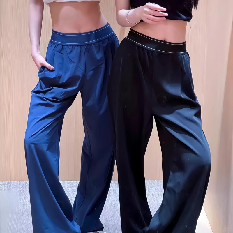 [in Stock] Kim Ji-Soo's Same Style High-Waisted Straight-Leg Casual Sports Fitness Yoga Loose Versatile Quick-Drying Wide-Leg Pants