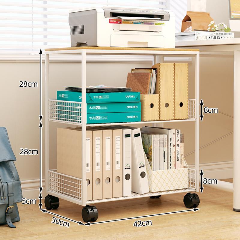 Put printer storage shelf floor-standing cabinet wooden storage mobile office computer main case bracket