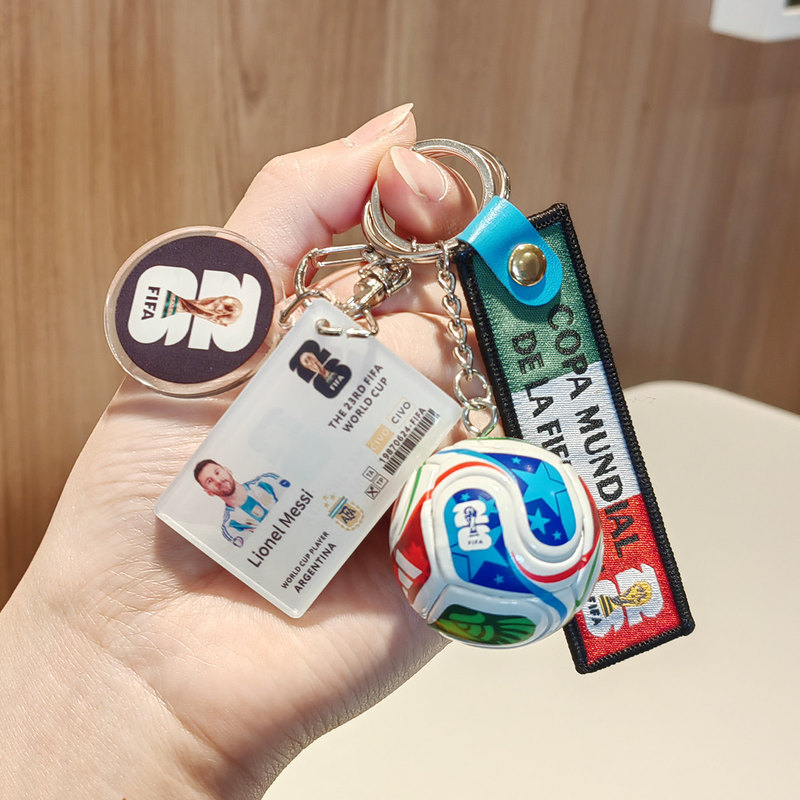 Football Pendant Messi Neymar Mbappe Ronaldo Yarmar Keychain Pendant 2026 World Cup Small Gift