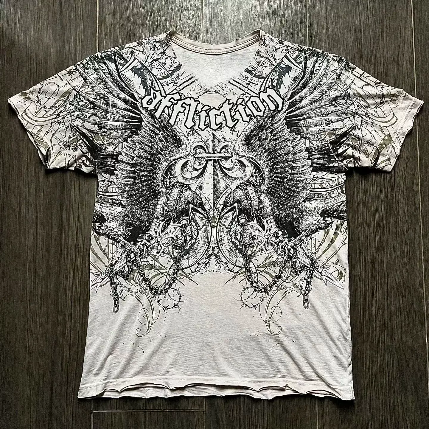Футболка Affliction Y2K винтажная с графикой, в стиле панк/хип‑хоп, размеры S–3XL