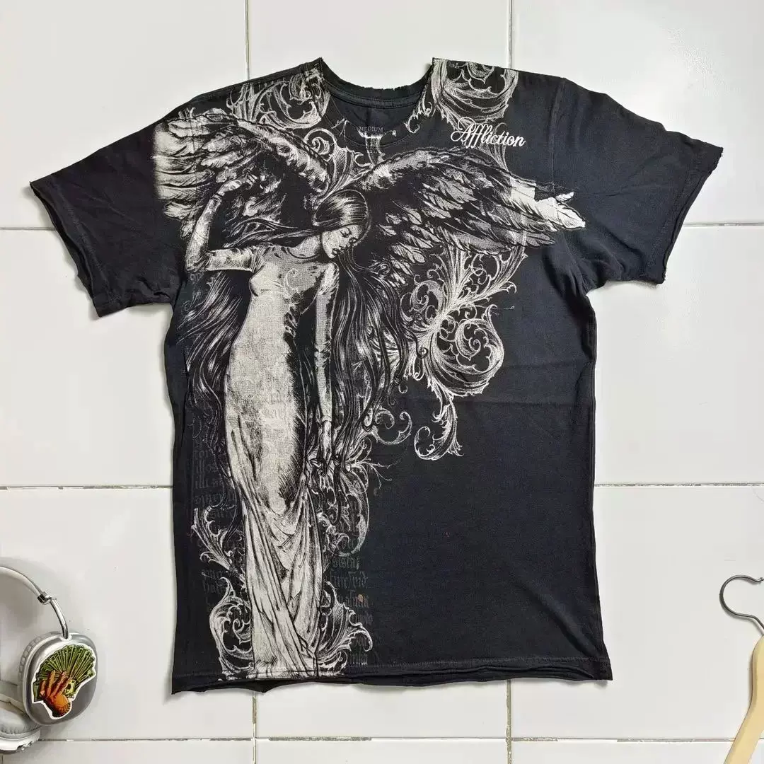 Футболка Affliction Y2K винтажная с графикой, в стиле панк/хип‑хоп, размеры S–3XL