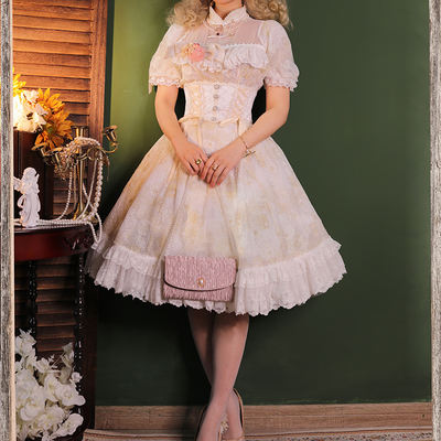 【 White Dew Waist Belt 】【 In Stock 】 A slimming and waist-cinching white lace Lolita original from Nan Sheng Ge