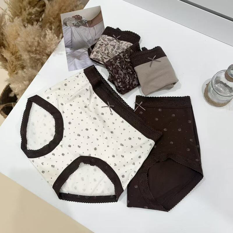 [Exclusive for Dameihuan Fans] High-Waisted Lace Panties for Women, Comfortable and Breathable, Multi-Patterned Women's Briefs-5044