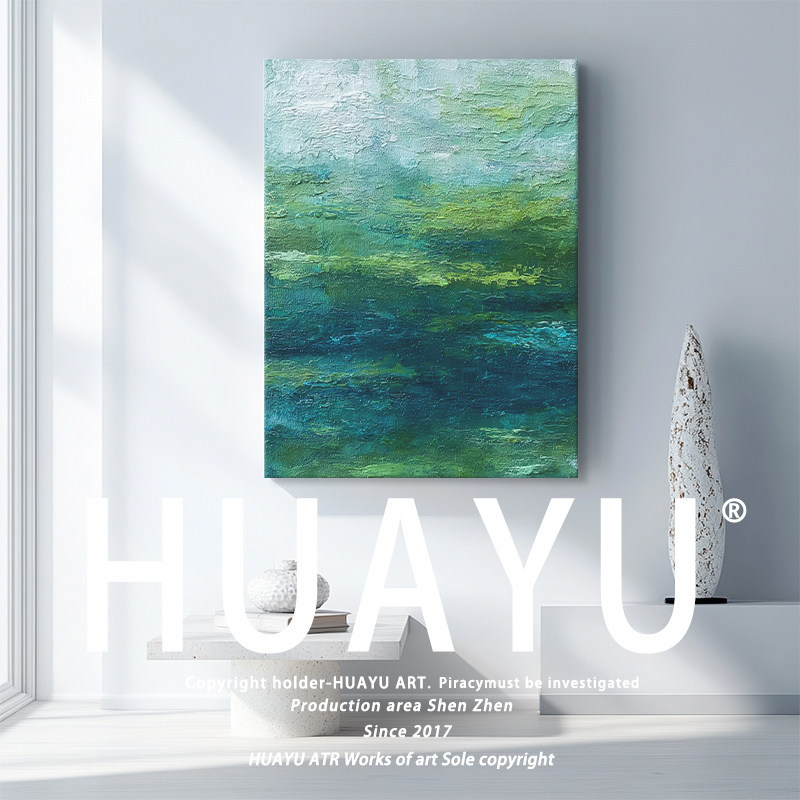 《Green Waves and Jade Greenery》Artistic Hand-Painted Oil Painting Modern High-End Living Room Wall Art Home Abstract Decorative Painting 《Green Waves and Jade Greenery》Artistic Hand-Painted Oil Painting Modern High-End Living Room Wall Art Home Abstract Decorative Painting