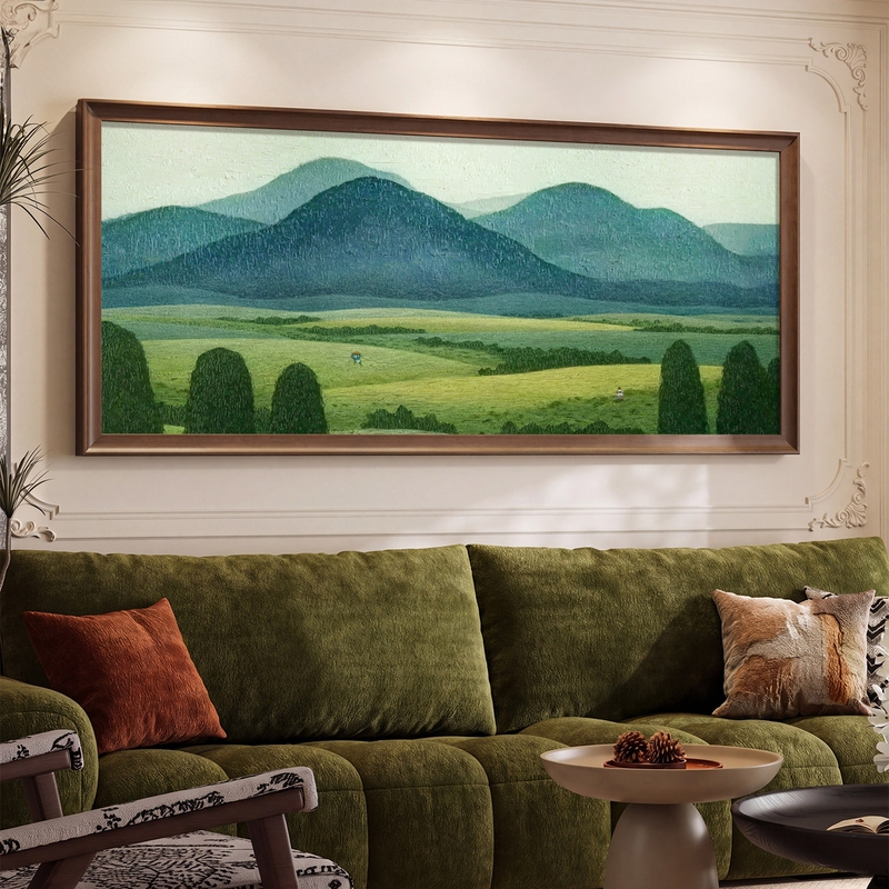 Niche Art Landscape Decorative Painting for Living Room, Vintage Style Mountain Landscape Painting Suitable for Large White Walls, Retro Horizontal Print Niche Art Landscape Decorative Painting for Living Room, Vintage Style Mountain Landscape Painting Suitable for Large White Walls, Retro Horizontal Print