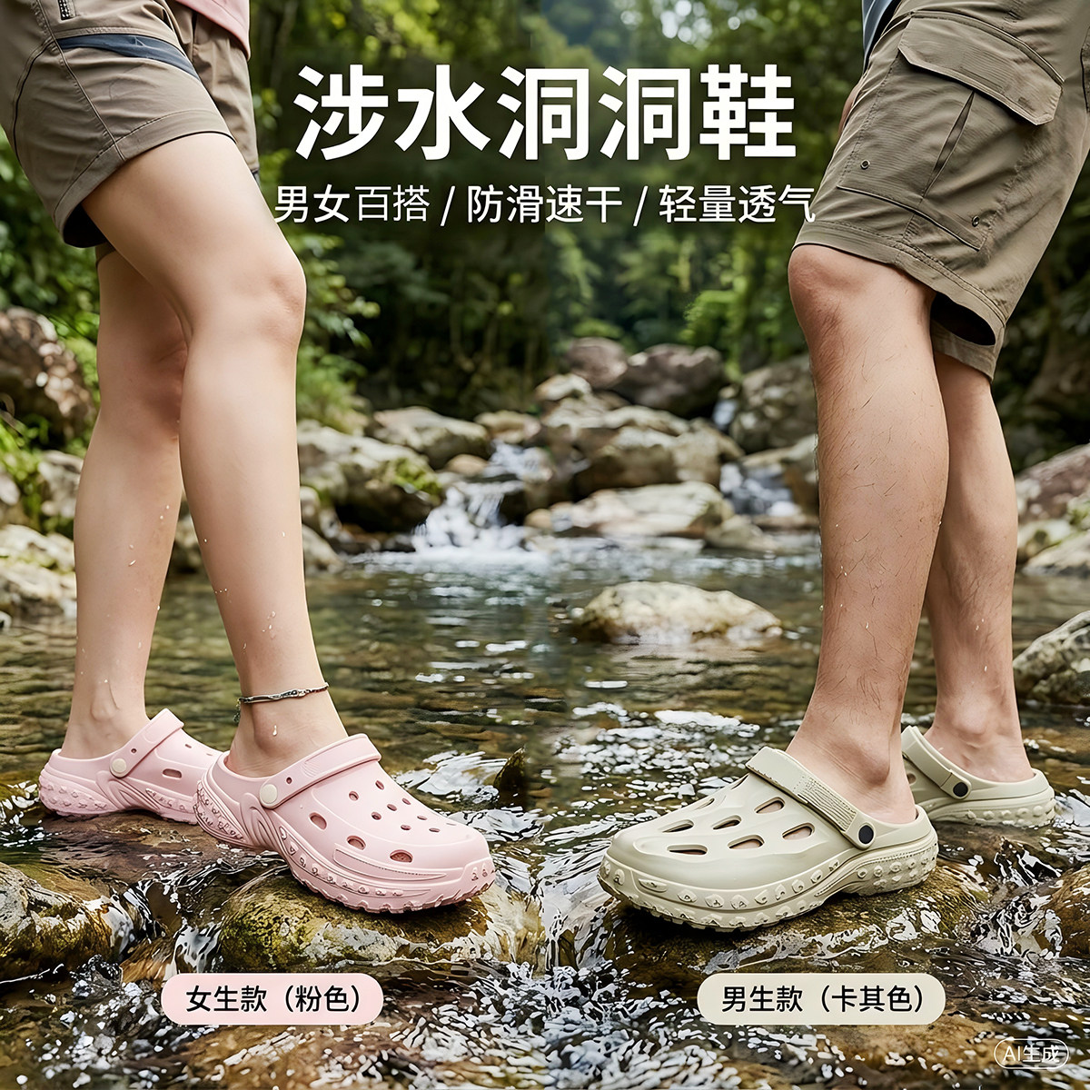 chokichoki洞洞鞋女沙滩凉拖办公室鞋包头男拖鞋外穿夏居家护士