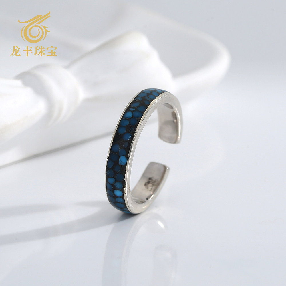 Natural turquoise ring for women, high-end and versatile