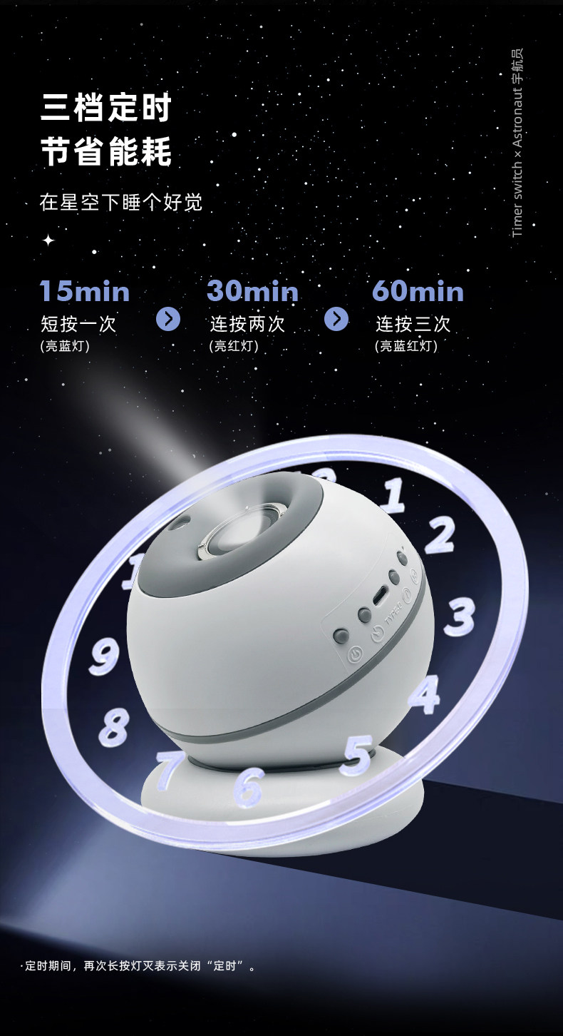 лампа 宇航员气氛围灯星空顶投影仪小夜灯房间卧室情调满天星星光梦幻