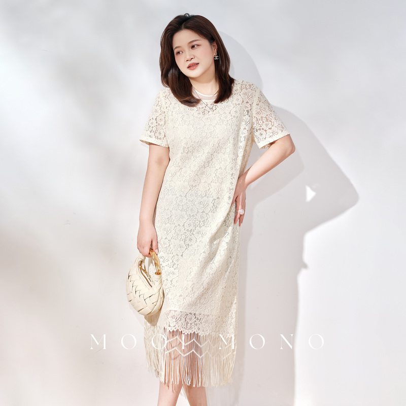 Mooi Mono "Pace Tassel Dress" Slimming Hollow-Out Tassel Floral Pattern Inner and Outer Set Dress F081H62