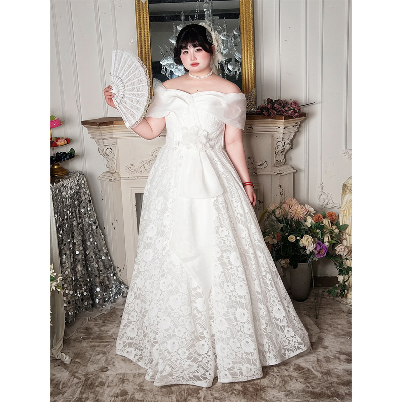Sakura Plus-Size Engagement Dress for Chubby Women, High-End White Bridal Light Wedding Dress, 100kg Registration and Certificate-Issuing Dress Sakura Plus-Size Engagement Dress for Chubby Women, High-End White Bridal Light Wedding Dress, 100kg Registration and Certificate-Issuing Dress