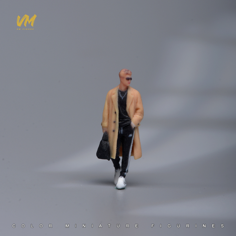 1/64 Stylish Pocketed Trench Coat Male DIY Miniature Scene Figure Model 3D Color Printing