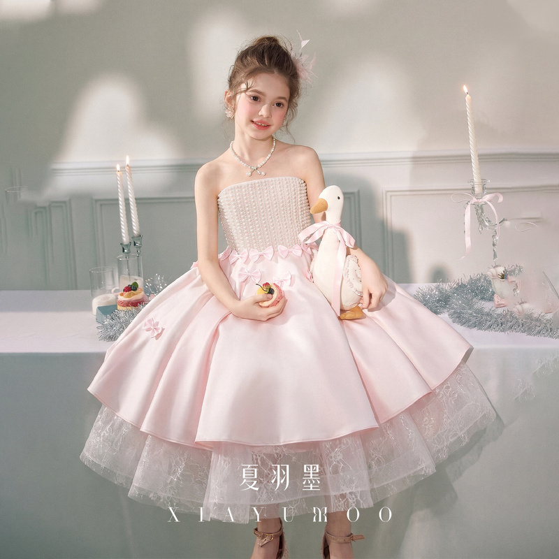 【26 Summer New Arrivals】Xia Yumo [Gift Box] Girls' Strapless Puffy Skirt Princess Dress Sweet Performance Costume