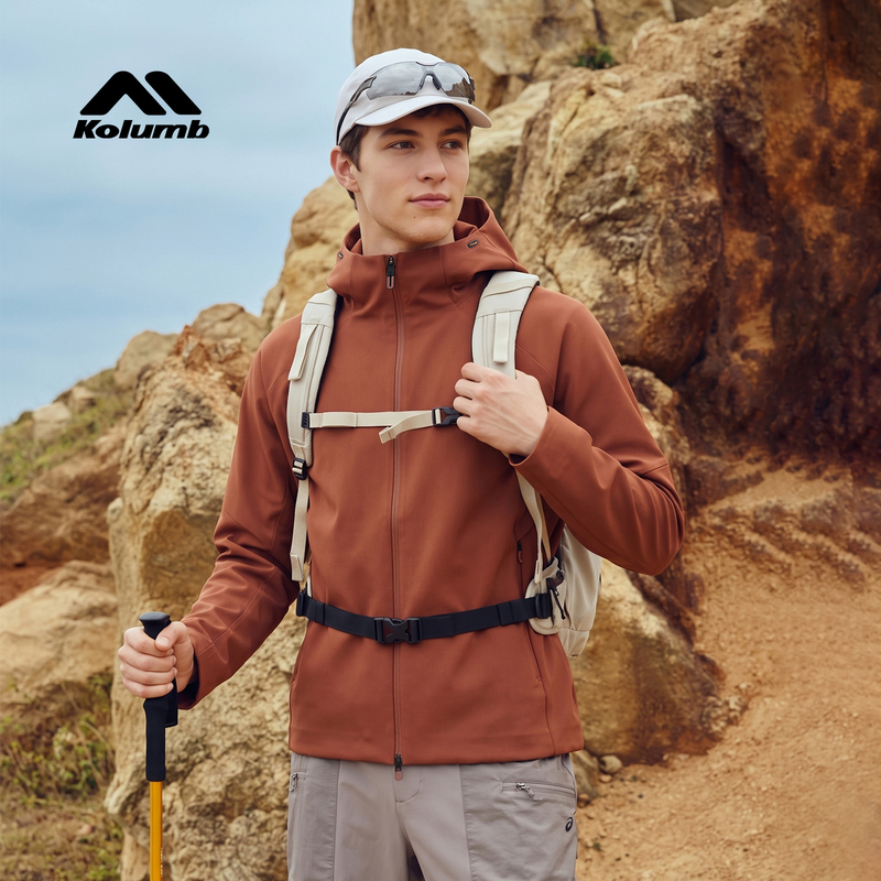 Kolumb New Outdoor Softshell Jacket for Men, Water-Resistant, Lightweight Fleece, Temperature-Locking, Fully Taped Seams, Softshell Coat for Autumn