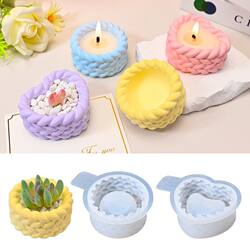 Aromatherapy Candle Twist Cup Plaster Mold Round Heart-Shaped Succulent Twist Pot Storage Box Silicone Mold