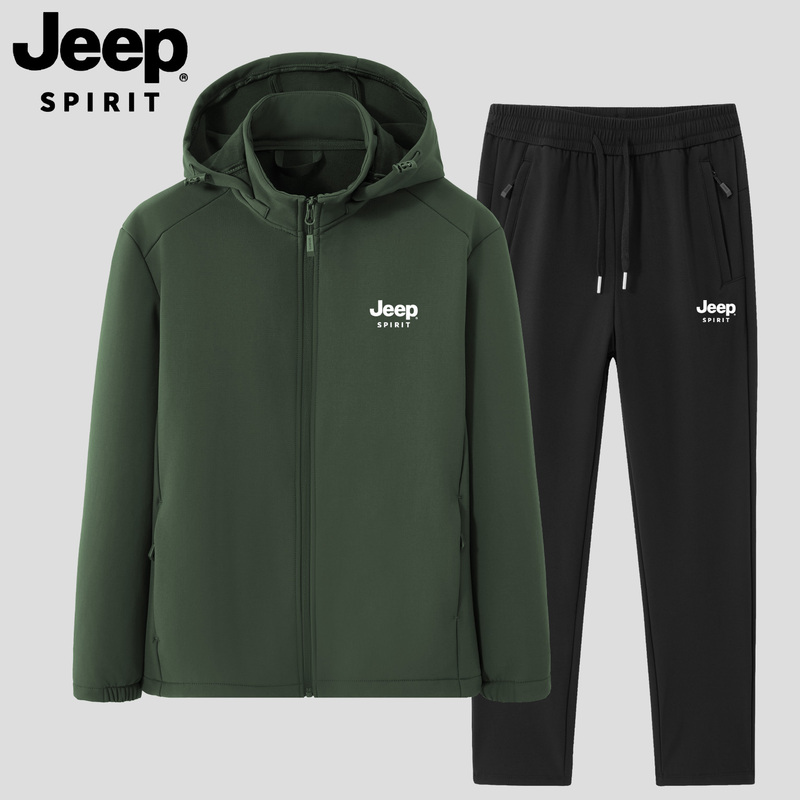 Jeep Jeep Softshell Jacket Men's Casual Sports Suit Autumn and Winter Large Size Loose Straight Pants Waterproof and Windproof Jeep Jeep Softshell Jacket Men's Casual Sports Suit Autumn and Winter Large Size Loose Straight Pants Waterproof and Windproof