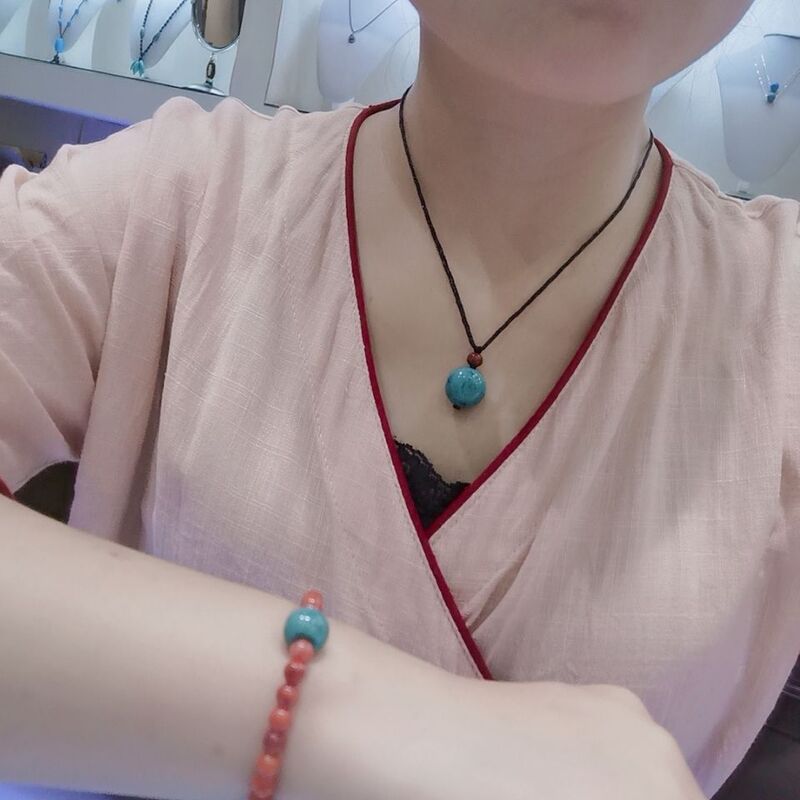 Hubei Shiyian Turquoise Pendant Ethnic Style Valentine's Day Gift Couple Style Best Friend Style Turquoise Necklace. Hubei Shiyian Turquoise Pendant Ethnic Style Valentine's Day Gift Couple Style Best Friend Style Turquoise Necklace.