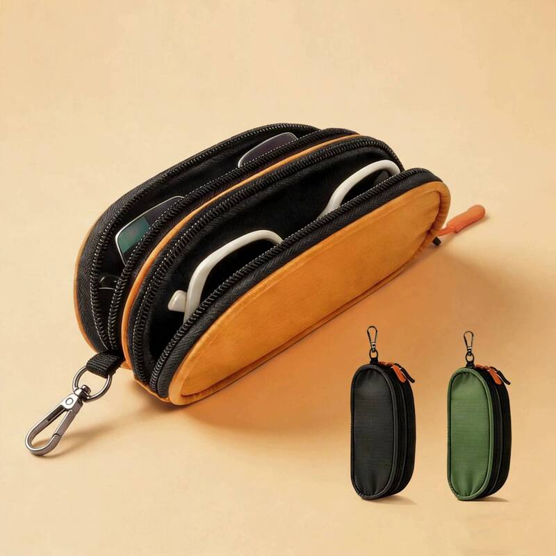 Amazon's Same Style Nylon Hook-Shaped Double-Layer Glasses Case, Men's and Women's Leather Dust-Proof Glasses Storage Bag Hanging Bag Amazon's Same Style Nylon Hook-Shaped Double-Layer Glasses Case, Men's and Women's Leather Dust-Proof Glasses Storage Bag Hanging Bag