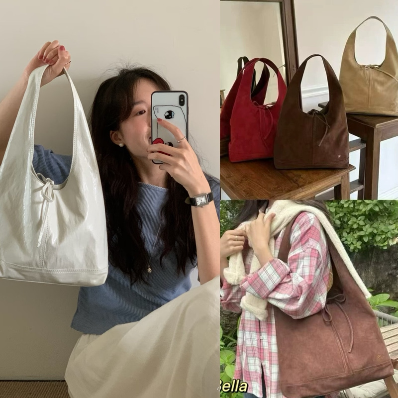 In-Stock Korean Genuine Depound New Suede French Bow Tote Bag Versatile Handbag Shoulder Bag In-Stock Korean Genuine Depound New Suede French Bow Tote Bag Versatile Handbag Shoulder Bag
